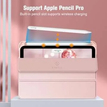 Fintie Hybrid Slim Case for iPad Mini 7 (A17 Pro, 7th Generation) 2024 / iPad Mini 6 (6th Gen) 8.3 Inch, [Built-in Pencil Holder] Shockproof Cover Clear Transparent Back Shell, Rose Gold