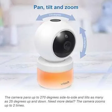 VTech VM5463-2 Baby Monitor 5" Screen with 2 Cameras, Pan-Tilt- Zoom, Night Light, Glow On The Ceiling Projector, Two-Way Talk, Secure Transmission No WiFi