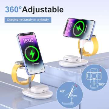 Wireless Charging Station for Multiple Devices Apple, 3 in 1 Wireless Charger Stand Mage-Safe Charge...
