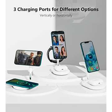 Wireless Charging Station for Multiple Devices Apple, 3 in 1 Wireless Charger Stand Mage-Safe Charger for iPhone 15 14 13 12 Pro Max/Plus/Pro Apple Watch AirPods (White)