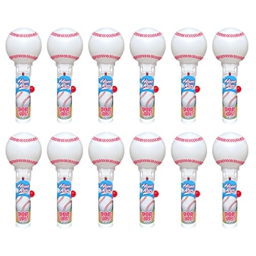 Pop Ups! Baseball Lollipop Holder - 12 Lollipops with Cases - Individually Wrapped Candy Party Favor...