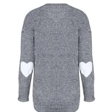 Shermie Women's Heart Pattern Pullover Sweater - Cute & Cozy