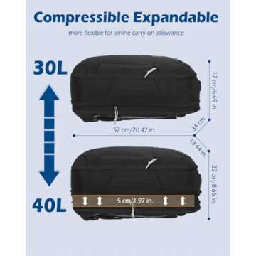 Hynes Eagle TSA Friendly Travel Backpack for Men Women Carry on Backpack 40L Flight Approved Laptop ...