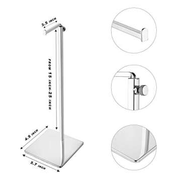 Elitnus Tabletop Chrome Purse Display Stand - 2 Pack Polished Silver Counter Adjustable Height Handbag Display Stand- Single Hanging Hook Bag Display