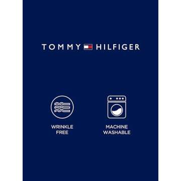 Tommy Hilfiger Men's Non Iron Solid Button Down Collar, Blue, 16.5" Neck 34"-35" Sleeve
