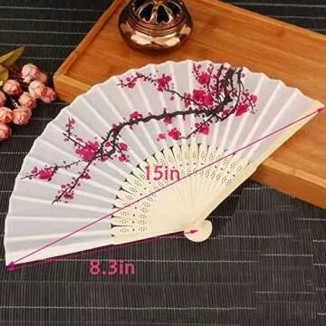 LEFTSTARER 12Pcs Delicate Cherry Blossom Folding Hand Fan Japanese Chinese Decor Fan Paper Fans Part...