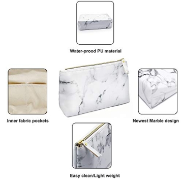 LKE Marble Makeup Bags, Cosmetic Display Cases Waterproof Marble Travel Cases Portable Makeup Bags Makeup Organizers(8.66x6.3x2.36Inches) (Marble Makeup Bags)