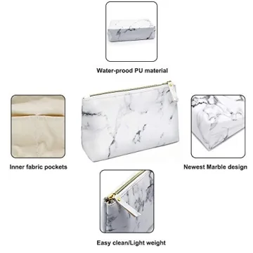 LKE Marble Makeup Bags, Cosmetic Display Cases Waterproof Marble Travel Cases Portable Makeup Bags Makeup Organizers(8.66x6.3x2.36Inches) (Marble Makeup Bags)
