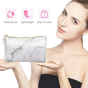 LKE Marble Makeup Bags, Cosmetic Display Cases Waterproof Marble Travel Cases Portable Makeup Bags Makeup Organizers(8.66x6.3x2.36Inches) (Marble Makeup Bags)