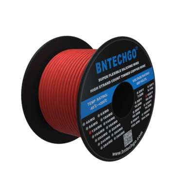 BNTECHGO 12 Gauge Silicone Wire Spool 100 ft - Red Flexible 12 AWG Stranded Copper Wire