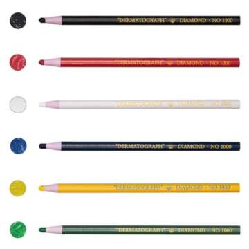 Office 4 All Diamond Peel-Off China Markers,Glass, Cellophane, Vinyl,Metal, Skin, Etc..Assorted - Pack of 12 (Color Mix - 2×6 Color)