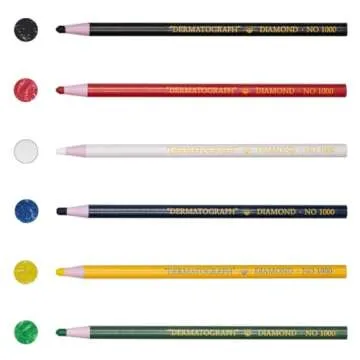 Office 4 All Diamond Peel-Off China Markers,Glass, Cellophane, Vinyl,Metal, Skin, Etc..Assorted - Pack of 12 (Color Mix - 2×6 Color)