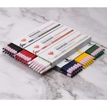 Office 4 All Diamond Peel-Off China Markers,Glass, Cellophane, Vinyl,Metal, Skin, Etc..Assorted - Pack of 12 (Color Mix - 2×6 Color)