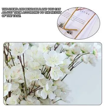 Silk Cherry Blossom Flowers - 4 PCS Artificial Decor
