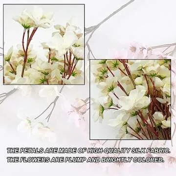 Silk Cherry Blossom Flowers - 4 PCS Artificial Decor