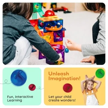 PicassoTiles 100 Piece Magnetic Tile Marble Run Set