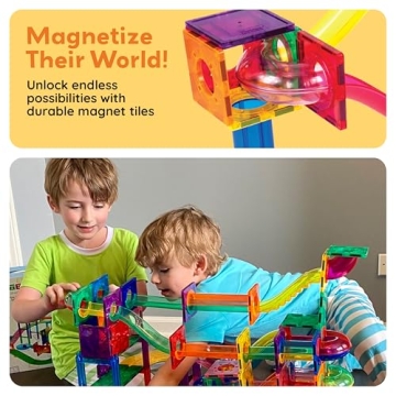 PicassoTiles 100 Piece Magnetic Tile Marble Run Set