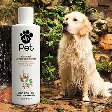 John Paul Pet Oatmeal Conditioning Rinse for Dogs and Cats, Soothing Sensitive Skin Formula, Moisturizes and Revitalizes Dry Skin and Fur, 16-Ounce, (JPS5460)