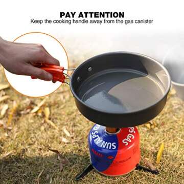 REDCAMP 10 PCS Camping Cookware Mess Kit Camping Gear Campfire Utensils Lightweight Stackable Pot Pan Bowls Soup Spoon with Storage Bag for Camping, Backpacking, Outdoor Cooking and Picnic, Orange