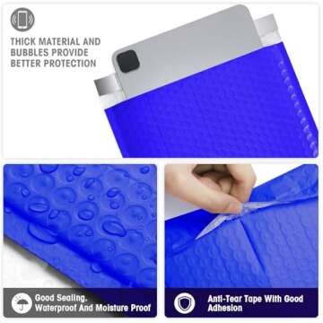Metronic Bubble Mailers 8.5x12 25 Pack Waterproof Padded Envelopes Self-Seal Adhesive Bubble Mailer for Valentines Day Gifts Packaging, Mailing, Shipping, Small Business, Boutique, Royal Blue