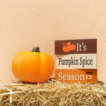 It's Pumpkin Spice Season Wooden Block Signs, Fall Decor, Harvest Autumn Thanksgiving Decor, Fall Decorations for Home, Tiered Tray, Made in USA