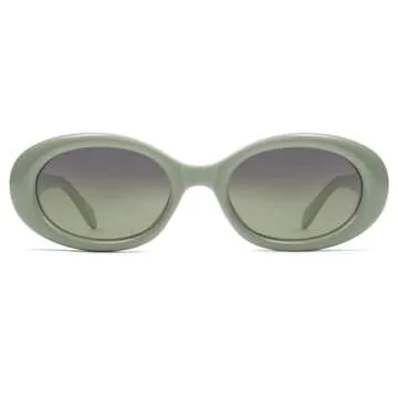 SOJOS Small Retro Oval Polarized Sunglasses for Women Men 90s Vintage Small Face UV400 Protection Tiny Sun Glasses SJ2286,Green/Grey