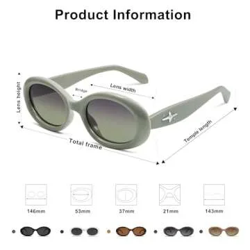 SOJOS Small Retro Oval Polarized Sunglasses for Women Men 90s Vintage Small Face UV400 Protection Tiny Sun Glasses SJ2286,Green/Grey