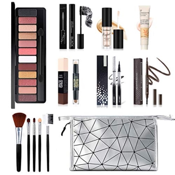 All in One Makeup Kit for Women Full Kit, includes 12 Colors Eyeshadow, 5PCS Brush Set, Eyebrow Penc...