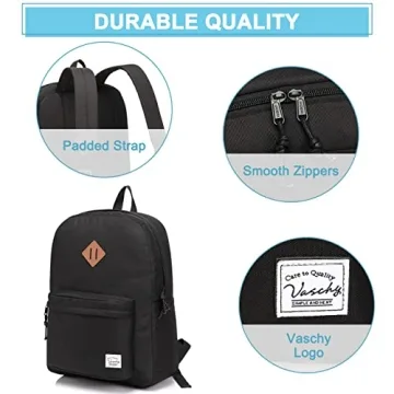 VASCHY Lightweight School Backpack Stylish Durable Daypack
