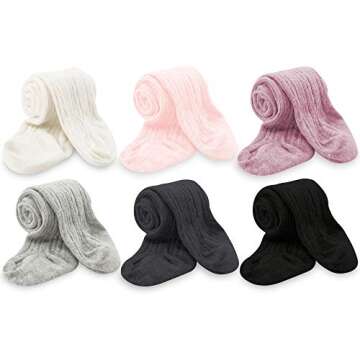 Zando Infant Soft Tights Toddler Seamless Leggings Tights for Baby Girls Winter Knit Warm Newborn Pants Stockings White, Black, Light grey Small/0-6 Month