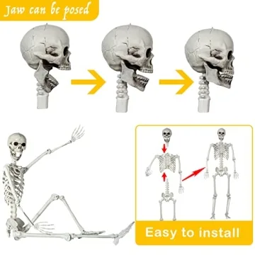 5.4Ft Halloween Skeleton with Movable Joints for Decor