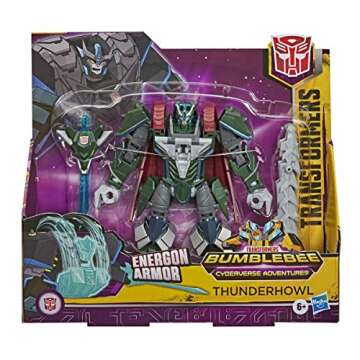 Transformers Bumblebee Cyberverse Adventures Ultra Class Thunderhowl Action Figure, Energon Armor Po...