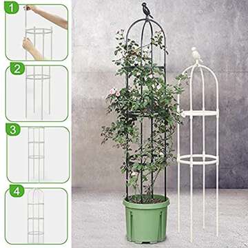 Anothera Garden Trellis for Climbing Plants 6ft Outdoor Tower Obelisk Garden Trellis Tall Potted Pla...