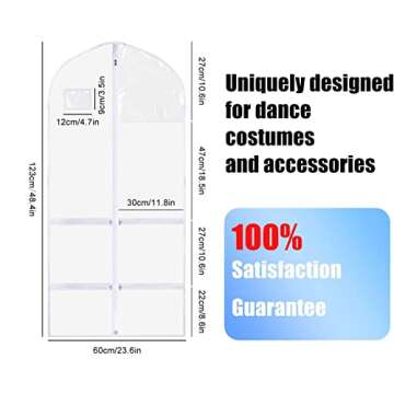 3 PCS Garment Bags,Garment Bags For Hanging Clothes,Clear Dance Garment Bags For Dancers,Dance Costu...