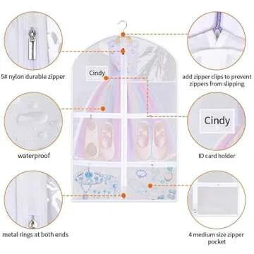 3 PCS Garment Bags,Garment Bags For Hanging Clothes,Clear Dance Garment Bags For Dancers,Dance Costume Bag,Dance Competition Bag For Girls,Garment Bags For Travel Storage.Garment Bag For Kids Adults