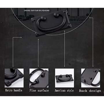 6pcs Vintage Antique Bronze Drawer Ring Pull Handles Knobs Hardware for Dresser Cabinet Door Furnitu...