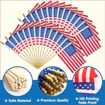 JOYIN 24 Pcs Small American Flags on Stick 4x6 Inch for 4th of July Celebration, Memorial Day decora...