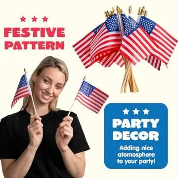 JOYIN 24 Pcs Small American Flags on Stick 4x6 Inch for 4th of July Celebration, Memorial Day decorations, Patriotic Party Supplies, Independence Day Gathering, Veterans Day, Patriotic Party Favors