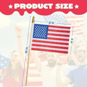 JOYIN 24 Pcs Small American Flags on Stick 4x6 Inch for 4th of July Celebration, Memorial Day decorations, Patriotic Party Supplies, Independence Day Gathering, Veterans Day, Patriotic Party Favors