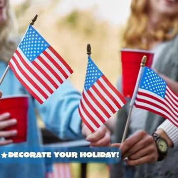 JOYIN 24 Pcs Small American Flags on Stick 4x6 Inch for 4th of July Celebration, Memorial Day decorations, Patriotic Party Supplies, Independence Day Gathering, Veterans Day, Patriotic Party Favors