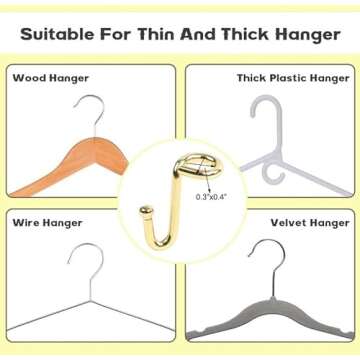 Koobay Metal Clothes Hanger, 36 Pack Connector Hooks Stable Gold Metal Outfit Hangers Extender Clips Organizer Strong Mini Cascading Hanger Hooks