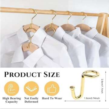 Koobay Metal Clothes Hanger, 36 Pack Connector Hooks Stable Gold Metal Outfit Hangers Extender Clips Organizer Strong Mini Cascading Hanger Hooks