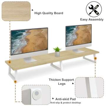 TEAMIX Large Dual Monitor Riser - Ergonomic Desk Stand