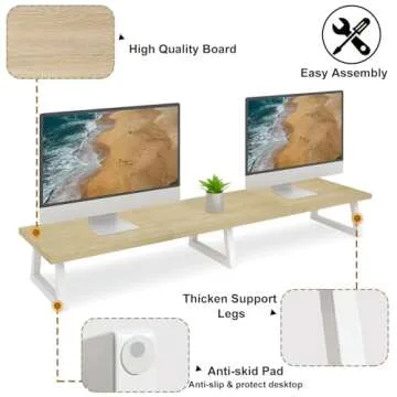 TEAMIX Large Dual Monitor Riser - Ergonomic Desk Stand