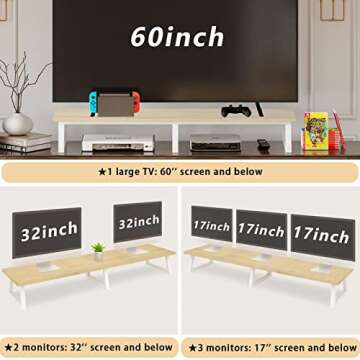 TEAMIX Large Dual Monitor Riser - Ergonomic Desk Stand