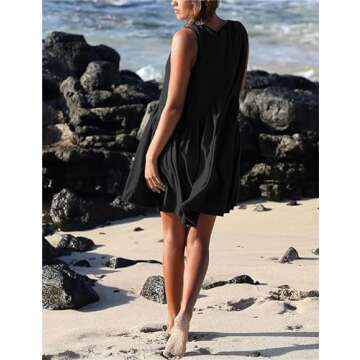 LOFAAC Women Summer Mini Dress with Sleeveless V Neck