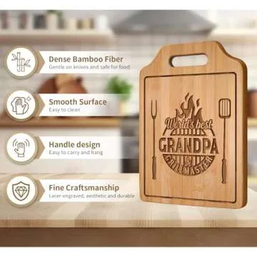 AceThrills Grandpa Gifts, Fathers Day, Christmas, Birthday Gifts for Grandpa from Grandkids - Engraved Bamboo Cutting Board 12.3"L x 8.7"W x 0.4"Th
