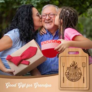 AceThrills Grandpa Gifts, Fathers Day, Christmas, Birthday Gifts for Grandpa from Grandkids - Engraved Bamboo Cutting Board 12.3"L x 8.7"W x 0.4"Th