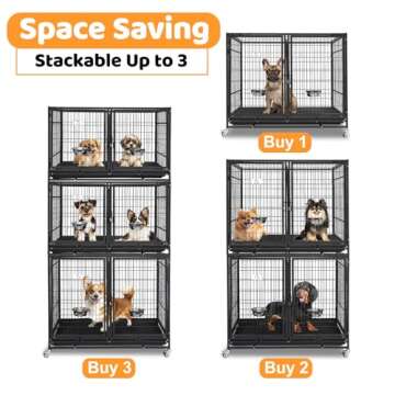 Homey Pet 43 inch Dog Crate Cage Kennel with Divider, Indestructible Dog Crate, Sturdy Design, Doubl...
