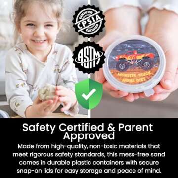 Monster Truck Party Favors - 10 Jars Quartz Sand - Monster Truck Sand - Sensory Sand for Kids-Includ...